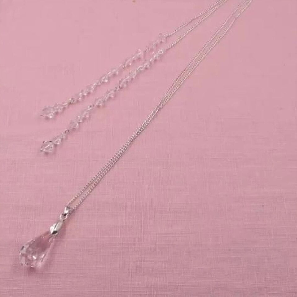 Collier de dos mariage avec perles transparentes Collier de dos mariage avec perles transparentes