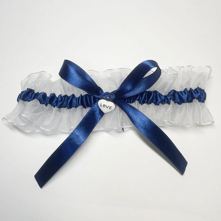 Jarretière mariage en dentelle élastique avec noeud