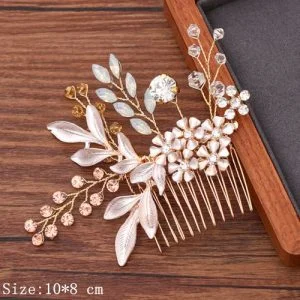 Broche à cheveux mariage doré avec perles