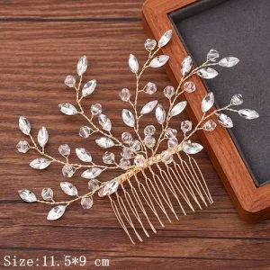 Broche à cheveux mariage doré avec perles