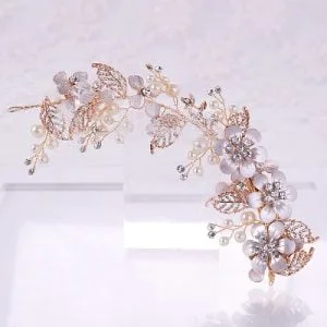 Barrette cheveux mariage dorée à perles
