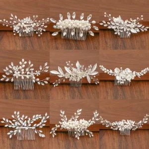Broche à cheveux mariage argentée avec perles