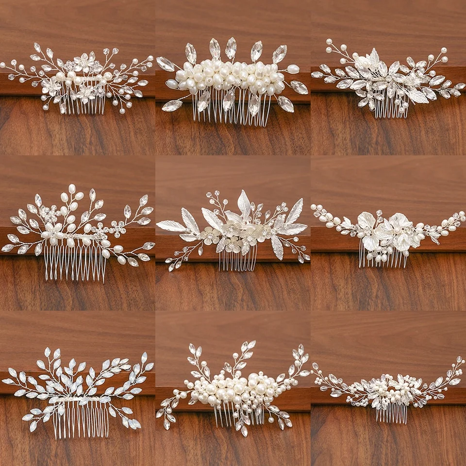 Broche à cheveux mariage argentée avec perles