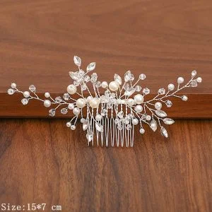 Broche à cheveux mariage argentée avec perles