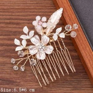 Broche à cheveux mariage doré avec perles