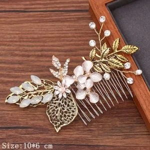 Broche à cheveux mariage doré avec perles