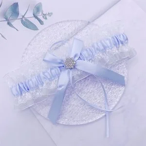 Jarretière mariage en dentelle élastique avec noeud