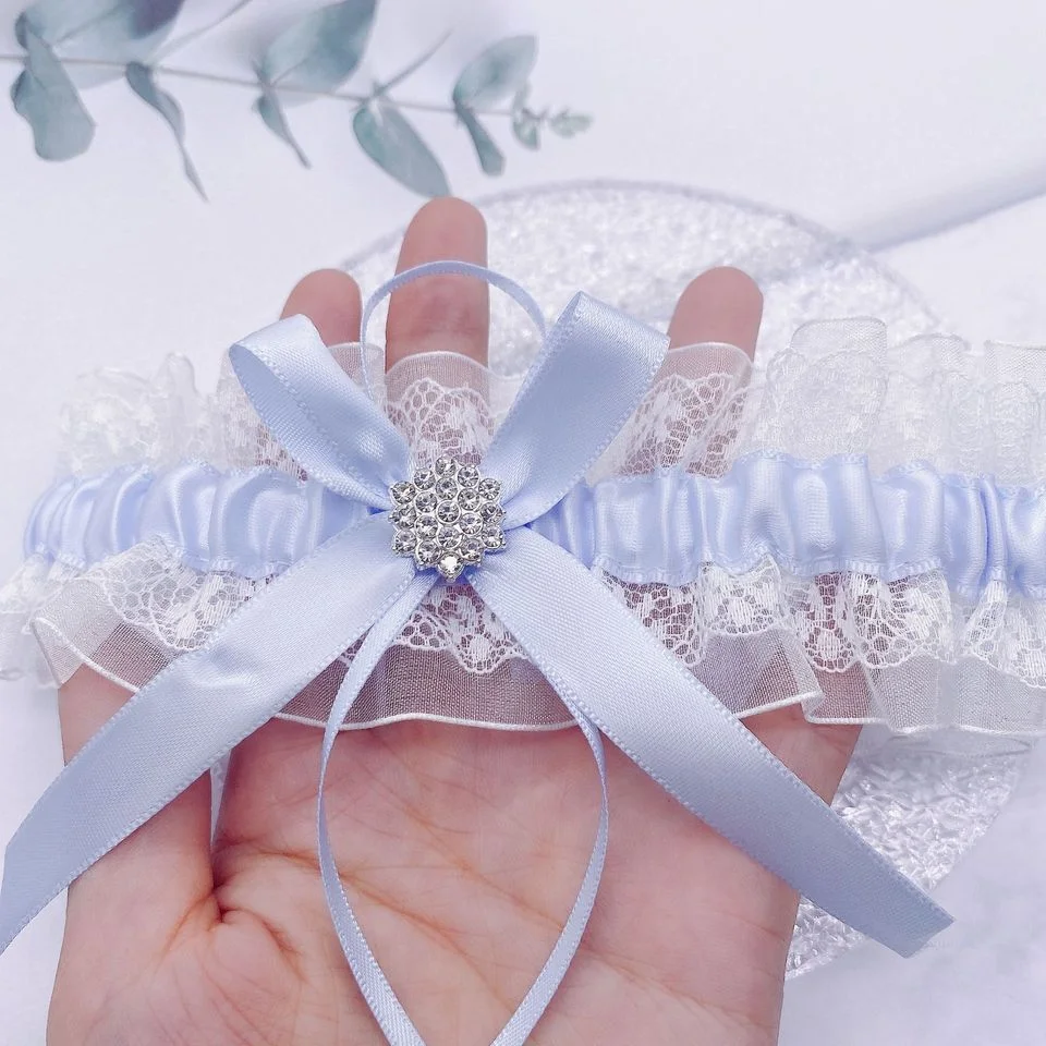 Jarretière mariage en dentelle élastique avec noeud