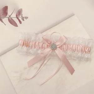 Jarretière mariage en dentelle élastique avec noeud