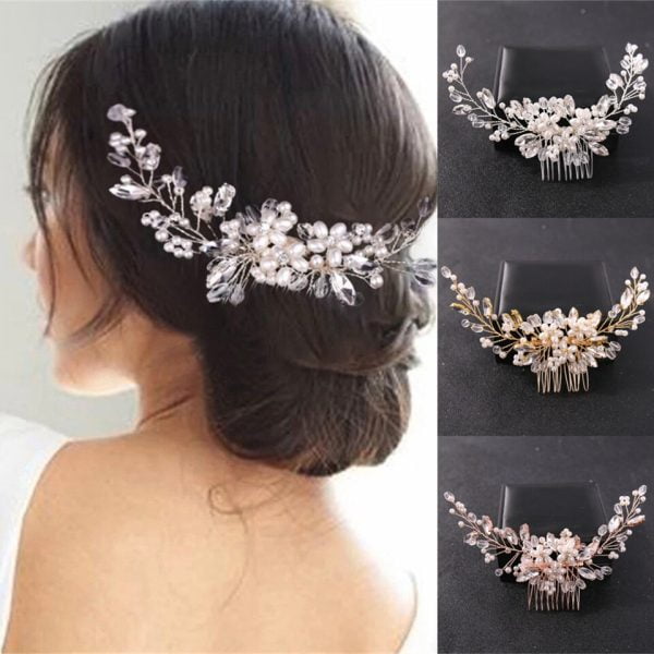 Peigne Cheveux Mariage COYUN - Pince Fleur Avec Perles Dorées, Accessoire Cheveux Femme Fille Pour événements - 8