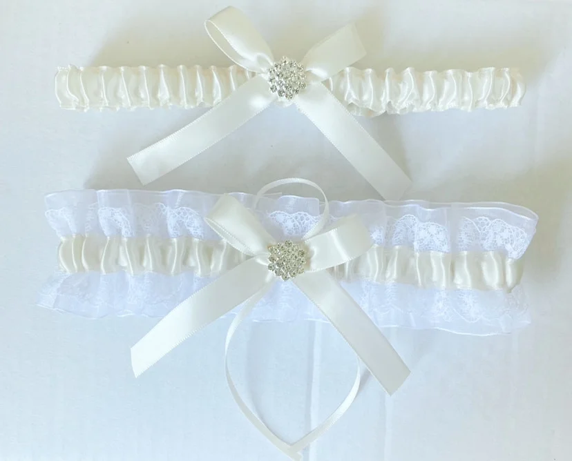 Jarretière mariage en dentelle élastique avec noeud
