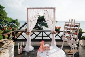 destination wedding arch with decoration