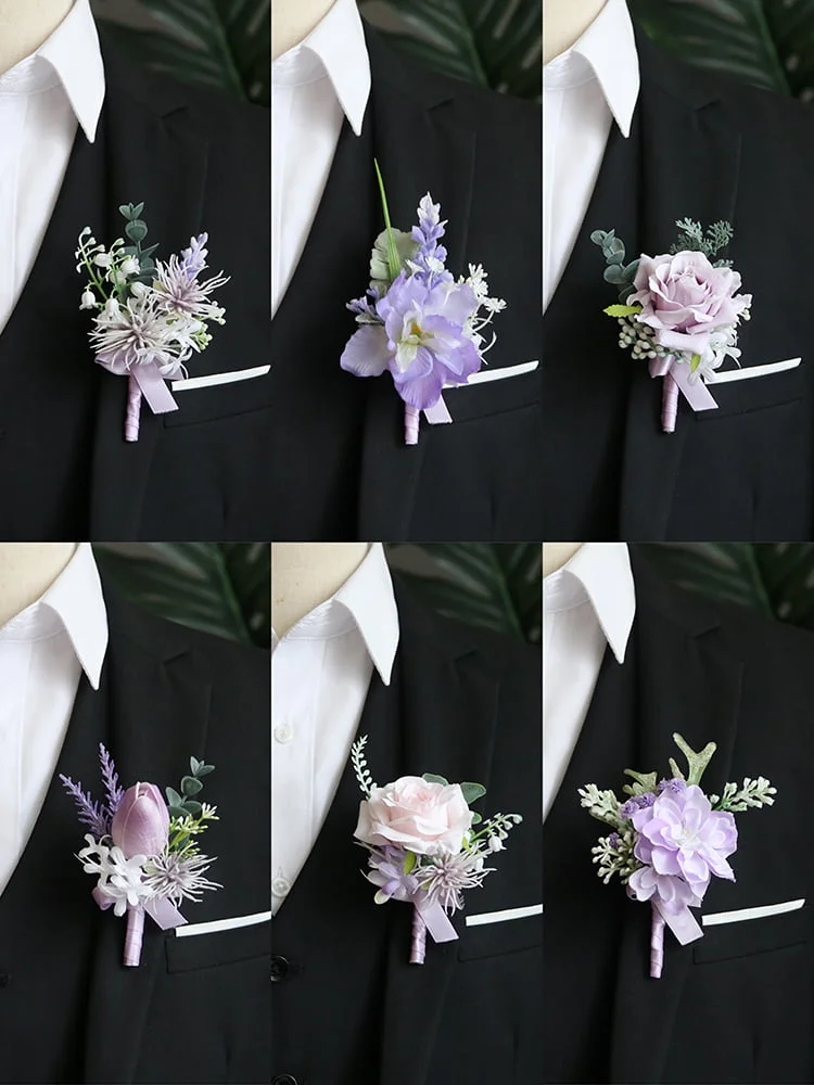 Boutonnière mariage à fleurs violettes Boutonnière mariage à fleurs violettes